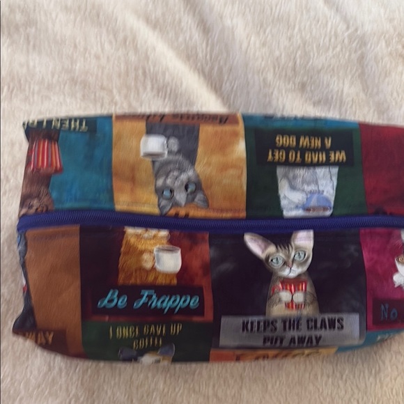 Hand Crafted Handbags - Hand crafted Colorful Cat Print Pouch